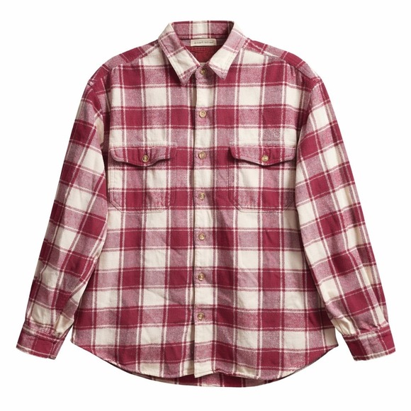 Eddie Bauer Other - Vtg EDDIE BAUER McKinley Cloth Flannel Shirt Sz L Maroon Plaid 90s Work Gorpcore